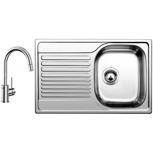 BLANCO set Tipo 45 S Compact 3 1/2 nerez kartáčovaný 780 x 500 mm + MIDA-S batéria chróm BLANCO set Tipo 45 S Compact 3 1/2 nerez kartáčovaný 780 x 500 mm + MIDA-S batéria chróm