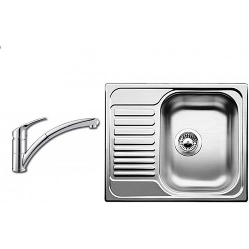 BLANCO set Tipo 45 S mini 3 1/2 nerez kartáčovaný 605 x 500 mm + BRAVON-S batéria chróm