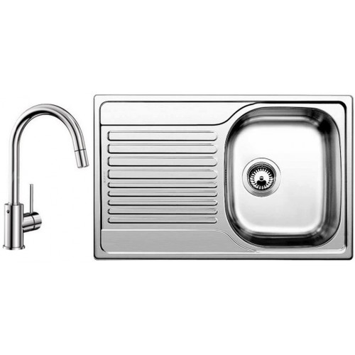 BLANCO set Tipo 45 S Compact 3 1/2 nerez kartáčovaný 780 x 500 mm + MIDA batéria chróm BLANCO set Tipo 45 S Compact 3 1/2 nerez kartáčovaný 780 x 500 mm + MIDA batéria chróm