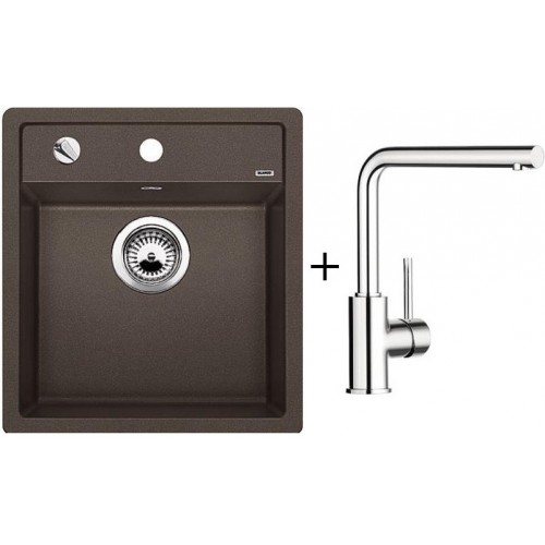 BLANCO Set drez DALAGO 45 SILGRANIT káva + batéria Mila chróm