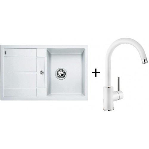 BLANCO Set drez Metra 45 S Compact SILGRANIT biela + batéria Mida biela