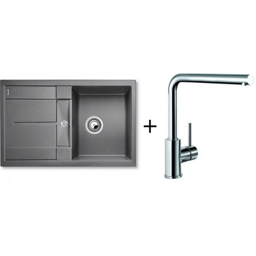 BLANCO Set drez Metra 45 S Compact SILGRANIT sivá skala + batéria Mila chróm BLANCO Set drez Metra 45 S Compact SILGRANIT sivá skala + batéria Mila chróm