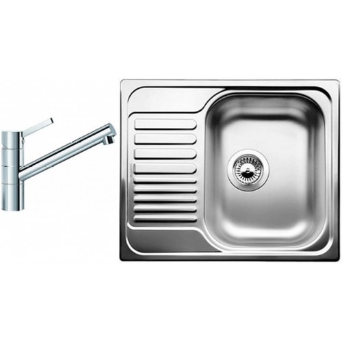 BLANCO set TIPO 45 S Mini nerez profilovaný 605 x 500 mm + TIVO batéria chróm