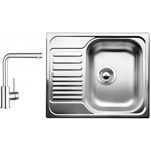 BLANCO set TIPO 45 S Mini nerez profilovaný 605 x 500 mm 516525 + MILA batéria chróm 51941