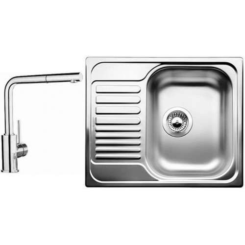 BLANCO set TIPO 45 S Mini nerez profilovaný 605 x 500 mm 516525 + MILA-S batéria chróm 519