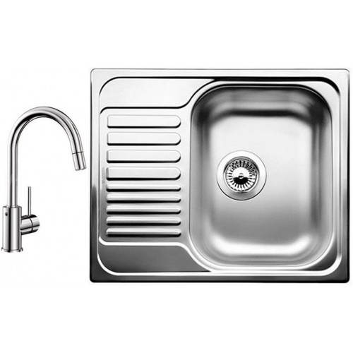 BLANCO set TIPO 45 S Mini nerez profilovaný 605 x 500 mm + MIDA-S batéria chróm