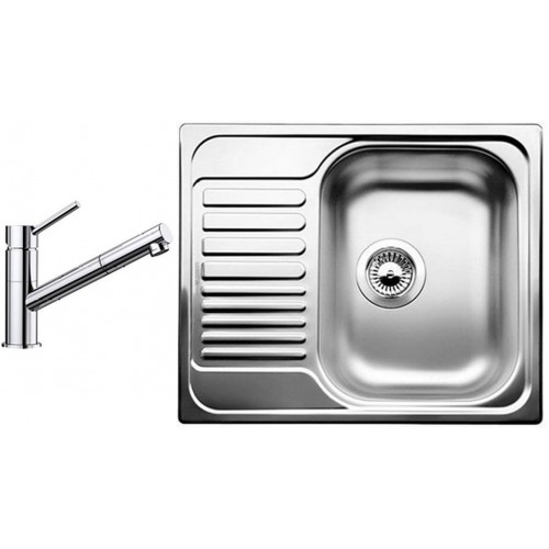 BLANCO set TIPO 45 S Mini nerez profilovaný 605 x 500 mm + KANO-S batéria chróm BLANCO set TIPO 45 S Mini nerez profilovaný 605 x 500 mm + KANO-S batéria chróm