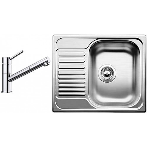 BLANCO set Tipo 45 S mini 3 1/2 nerez kartáčovaný 605 x 500 mm + KANO-S batéria chróm