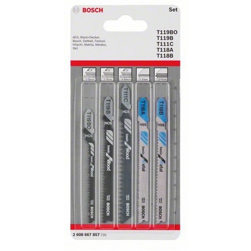 BOSCH 5-dielna súprava pílových listov do priamočiarych píl Wood and Metal 2608667857