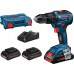 Bosch GSB 18V-55 Aku vŕtací skrutkovač s príklepom 18V, 3x4,0Ah, L-Boxx 0615990L4L