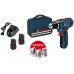 BOSCH GSR 12V-15 Li Aku skrutkovač+2x1,5 Ah+GAL 1820 CV+brašna na náradie 0.615.990.GA9