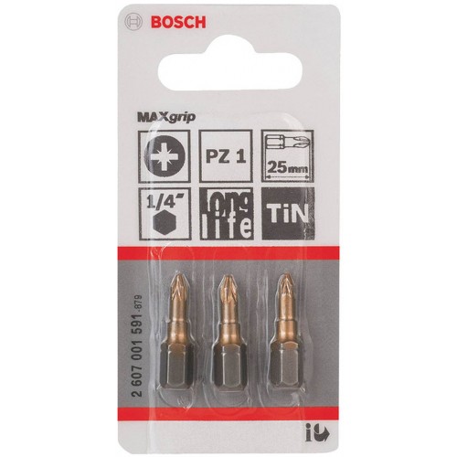 BOSCH Max Grip Skrutkovací bit, PZ 1, 25 mm, 3 ks 2607001591