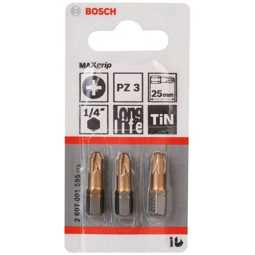 BOSCH Max Grip Skrutkovací bit, PZ 3, 25 mm, 3 ks 2607001595