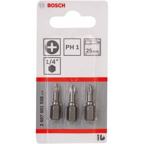 BOSCH Extra-Hart Skrutkovacie bit zvlášť tvrdý PH 1, 25 mm, 3ks 2607001508