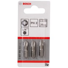 BOSCH Extra-Hart Skrutkovacie bit zvlášť tvrdý PH 2, 25 mm, 3ks 2607001511