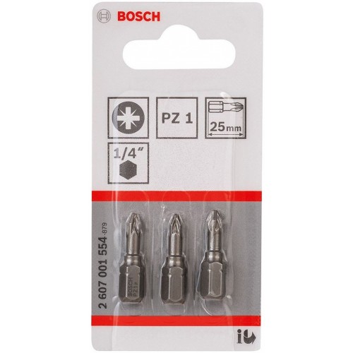 BOSCH Extra-Hart Skrutkovacie bit zvlášť tvrdý PZ 1, 25mm, 3ks 2607001554