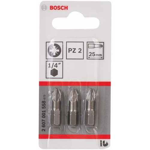 BOSCH Extra-Hart Skrutkovacie bit zvlášť tvrdý, PZ 2, 25 mm, 3ks 2607001558