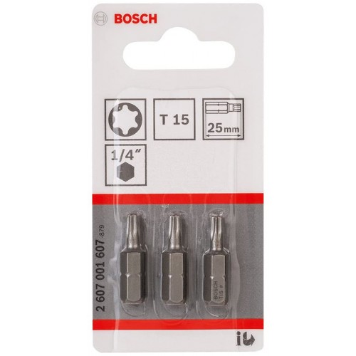BOSCH Extra-Hart Skrutkovacie bit zvlášť tvrdý, T15, 25 mm, 3ks 2607001607