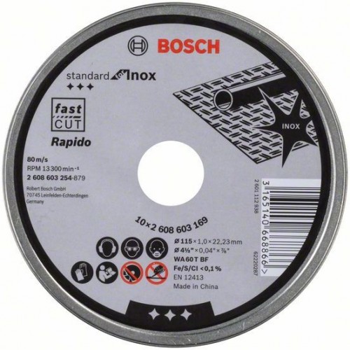 BOSCH Standard for Inox Rapido Rezný kotúč, 115x1mm 2608603254