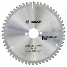 BOSCH Eco for Aluminium Pílový kotúč 190x30x2,2 / 1,6 mm, 54 zubov 2608644389
