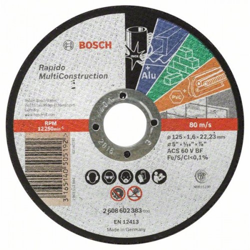 BOSCH Deliace kotúč rovný Rapido Multi Construction 125x1,6mm 2608602383