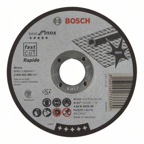 BOSCH Best for Inox - Rapido Deliaci kotúč rovný, 112x22,23x0,6mm 2608603486