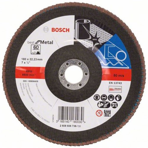 BOSCH Best for Metal Lamelový brúsny kotúč X571, 180x22,2mm, 80 2608606739