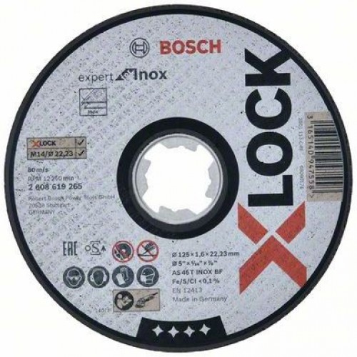 BOSCH X-LOCK Expert for Inox Plochý rezný kotúč, 125 × 1,6 × 22,23 mm 2608619265