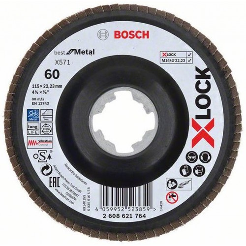 BOSCH X-LOCK Best for Metal Lamelový brúsny kotúč X571, 115x22,23mm, G80, 2608621765