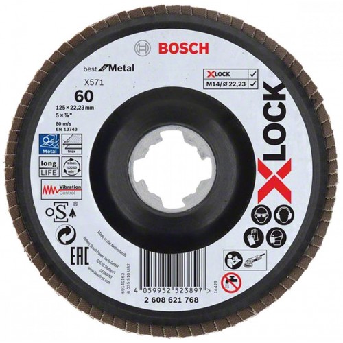 BOSCH X-LOCK Best for Metal Lamelový brúsny kotúč X571, 125x22,23mm, G40, 2608621767