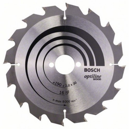 BOSCH Pílový kotúč Optiline Wood, 190 x 2,0/2,0 mm, 16z, 2608641184