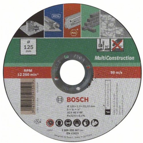 BOSCH Deliací kotúč rovný, Multi Construction, 125x1mm 2609256307 BOSCH Deliací kotúč rovný, Multi Construction, 125x1mm 2609256307