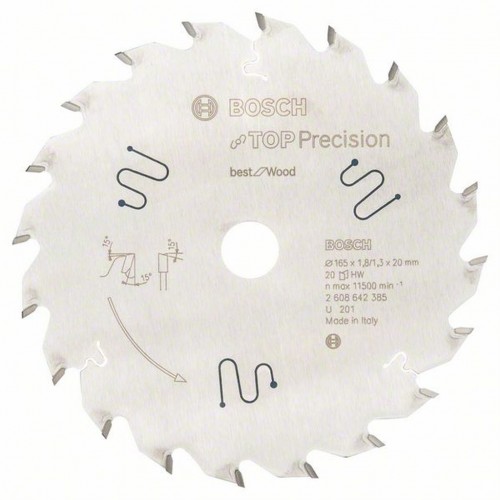 BOSCH Pílový kotúč do okružných píl Top Precision Best for Wood, 165 x 20 mm, 2608642385