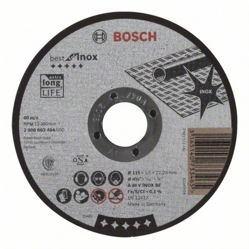 BOSCH Best for Inox Deliaci kotúč rovný, 115 x 22,23 x 1,5 mm 2608603494