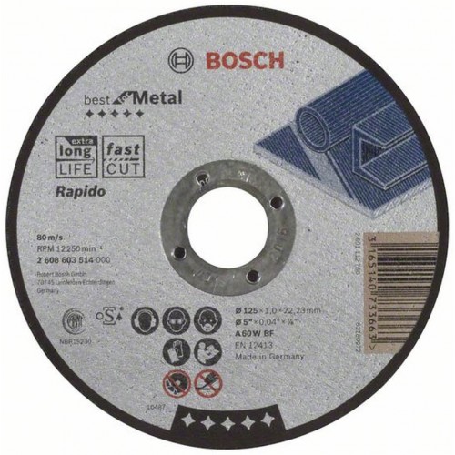 BOSCH Deliaci kotúč rovný Best for Metal - Rapido, 125x1mm 2608603514