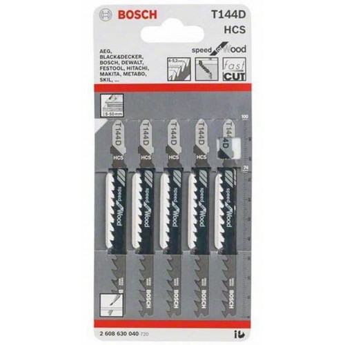 BOSCH Pílové listy do priamočiarej píly T 144 D, 100 mm, 5 ks 2608630040