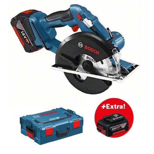 BOSCH GKM 18 V-LI akumulátorová okružná píla, L-BOXX, 2x 5,0 Ah 0.601.6A4.002 + GBA