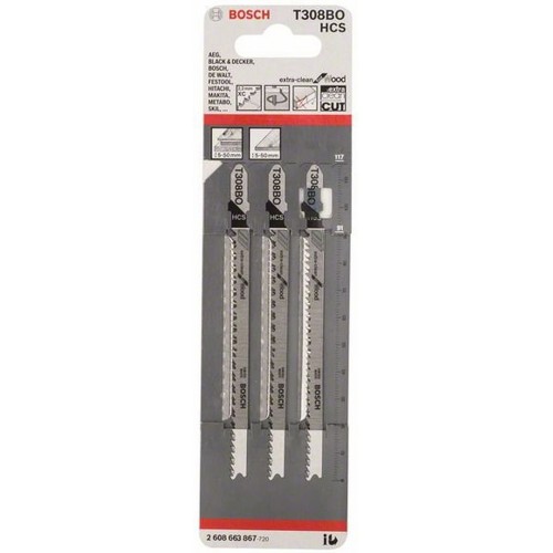 BOSCH Pílové listy do priamočiarej píly T 308 B, 117 mm, 3ks 2608663750