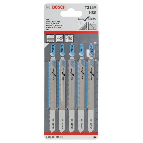 BOSCH Pílový list pre priamočiare píly T 318 A, 5ks, 2608631319 BOSCH Pílový list pre priamočiare píly T 318 A, 5ks, 2608631319