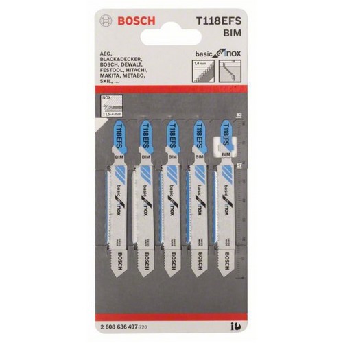 BOSCH Pílový list do priamočiarých píl T 118 EFS, 5ks 2608636497 BOSCH Pílový list do priamočiarých píl T 118 EFS, 5ks 2608636497