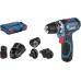 VÝPREDAJ Bosch GSR 12V-15 FC Set Vŕtací skrutkovač 2x 2,0 A , 06019F6000 POŠKODENÝ KUFOR!