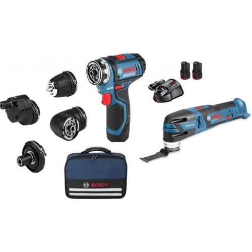 BOSCH GSR 12V-15 FC Aku vŕtací skrutkovač + GOP 12V-28 Aku multifunkčná píla 0615990K12