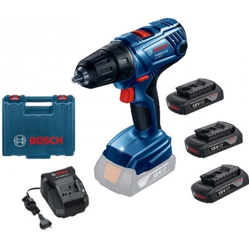 BOSCH GSR 180-LI Vŕtací skrutkovač + 3x 1,5 Ah, 0615990K42