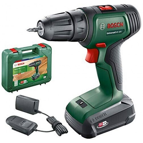 BOSCH UniversalDrill 18V Aku dvojrýchlostný vŕtací skrutkovač, 1x 1,5Ah 06039D4001