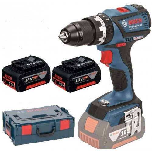 BOSCH GSB 18 V-EC Professional Aku vŕtačka s príklepom, L-BOXX, 2×2,0 Li-ion, 06019E9105