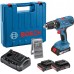 BOSCH GSB 18 V-21 Aku príklepový skrutkovač, 3×GBA 2.0Ah, GAX 18V-30, kufor, 06019H1100