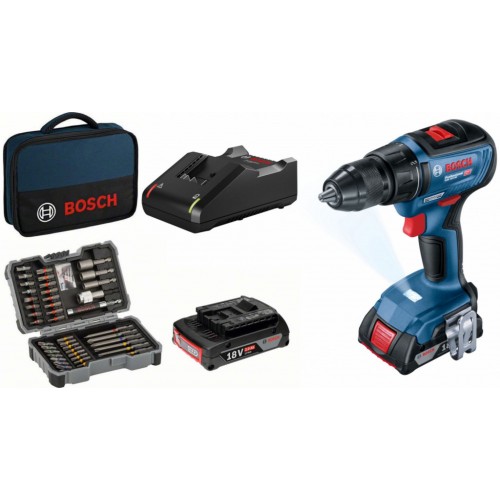 BOSCH Sada GSR 18V-50 + 2x 2,0Ah + GAL 18V-20 + 43ks príslušenstva 06019H5004