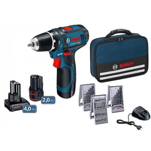 BOSCH GSR 12V-15 Professional Vŕtací skrutkovač + 39 ks príslušenstva + taška 0615990G6L