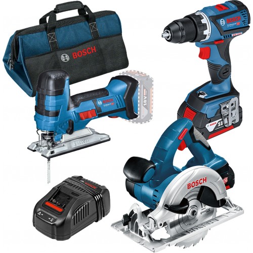 BOSCH Sada: GSR 18V-60 C + GST 18V-LI + GKS 18 V-LI + Brašna 0615990K1E