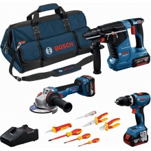 BOSCH Súprava náradia PROFESSIONAL GSB+GWS+GBH+3×5,0Ah+skrutkovače a kliešte 0615A5007H